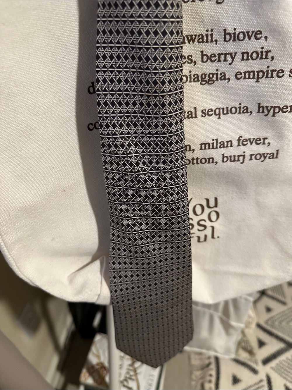 High end designer brand Hermes Gray Geometric Silk Tie